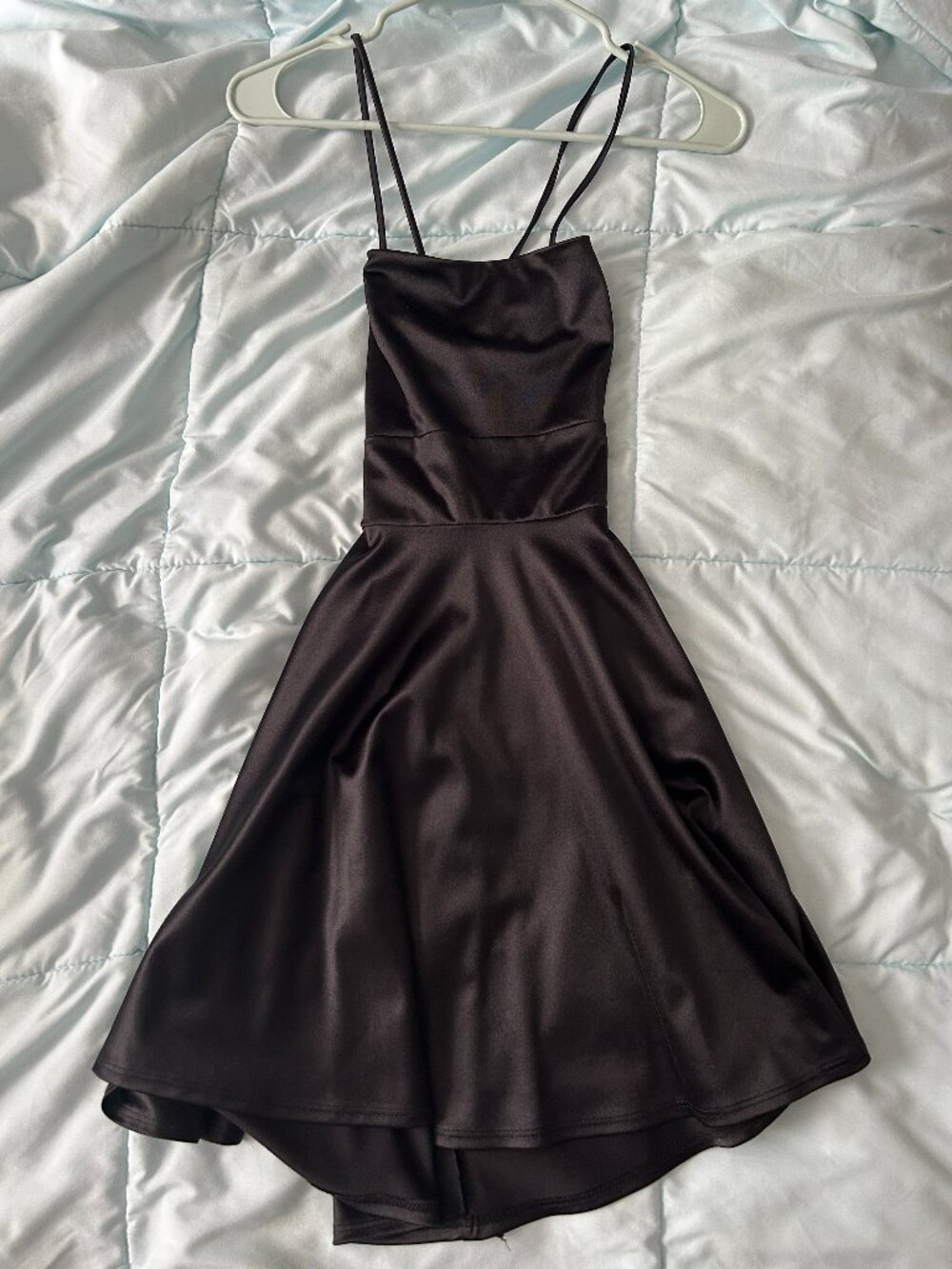 VIDA Black Satin Mini Dress Women's Small Little Black Dress Formal Party Chic